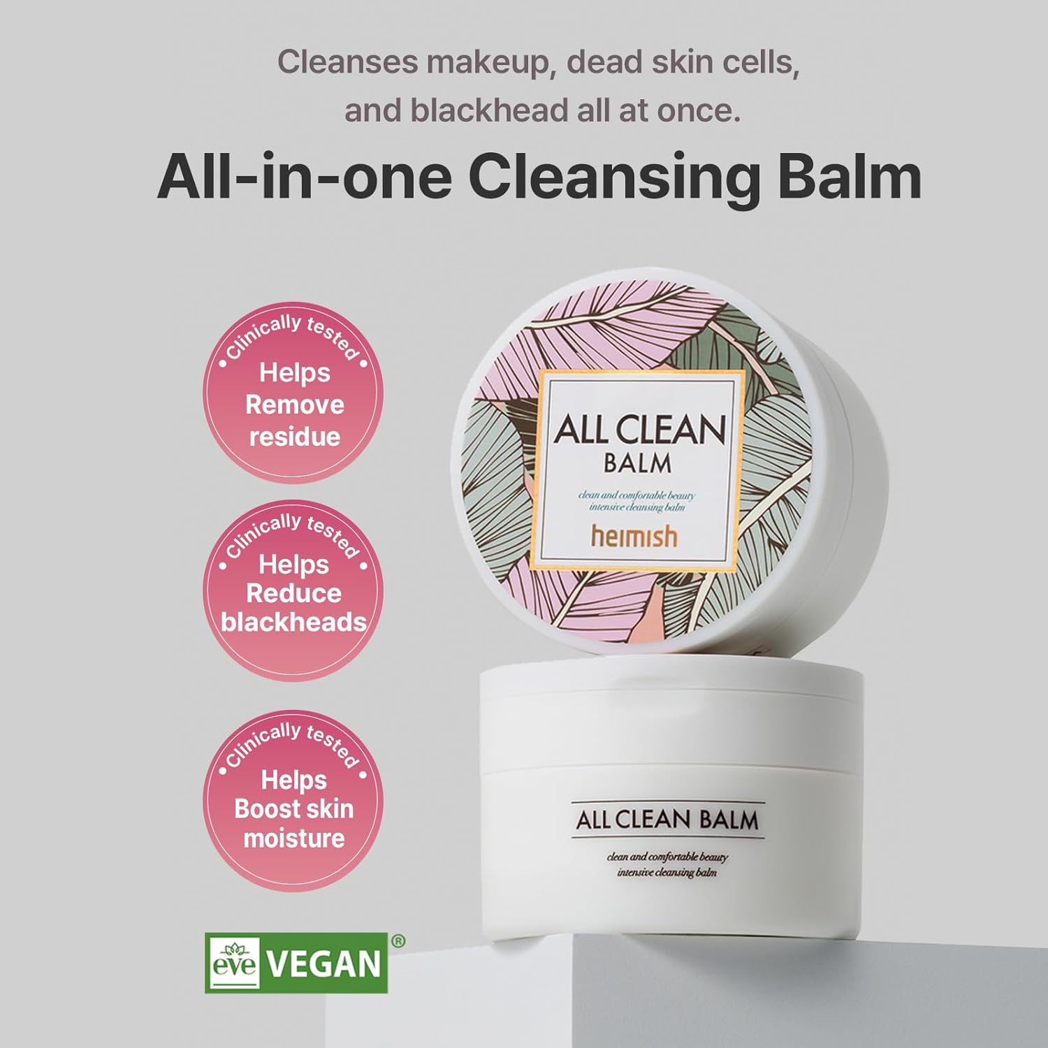 HEIMISH All Clean Balm - Cleansing Balm, Waterproof Makeup Remover, Face Cleanser, Oil Based Cleanser, Korean Skincare with Natural Aroma Oil, Vegan, For All Skin Types, 4.0fl.oz/120ml