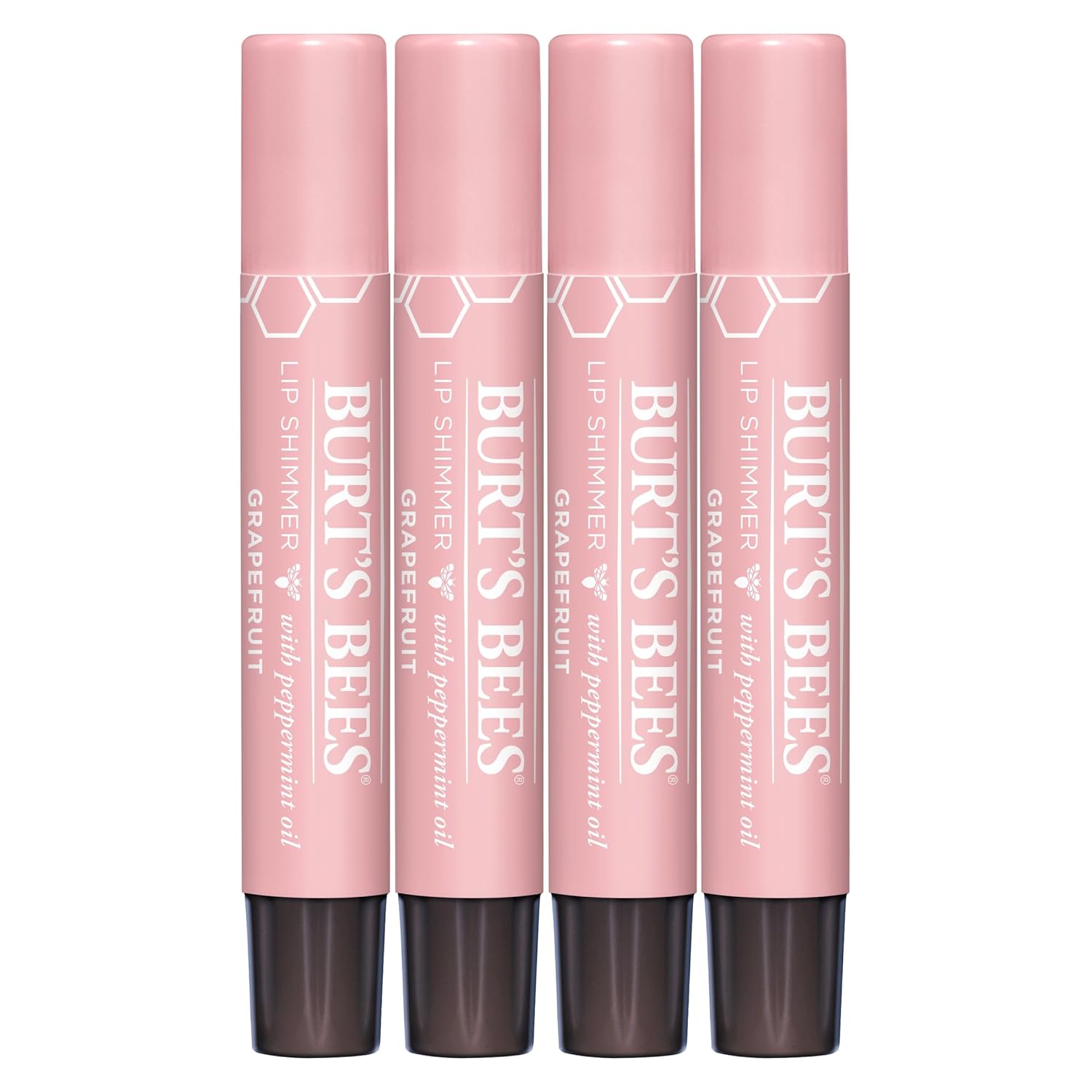 Burt's Bees Lip Shimmer Pink Collection, Tinted Lip Balm Stick, Moisturizing for All Day Hydration with Natural Glowy Pigmented Finish & Buildable Color, 3 Shades; Value Pack, 3 Tubes x 0.09 Oz