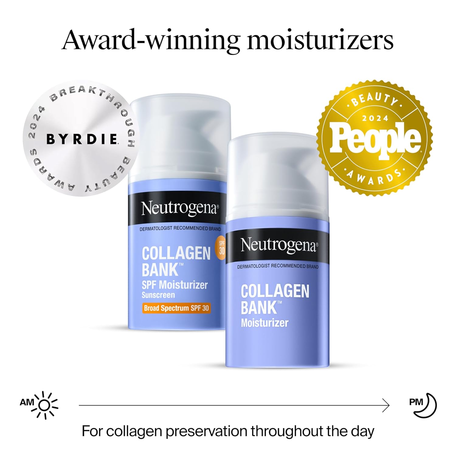 Neutrogena Collagen Bank Face Moisturizer, Daily Skin Care Anti-Aging Face & Neck Collagen Cream with Bakuchiol for Visibly Plump Skin, 2 fl. Oz & Trial Size Hydro Boost Facial Cleanser, 0.5 oz
