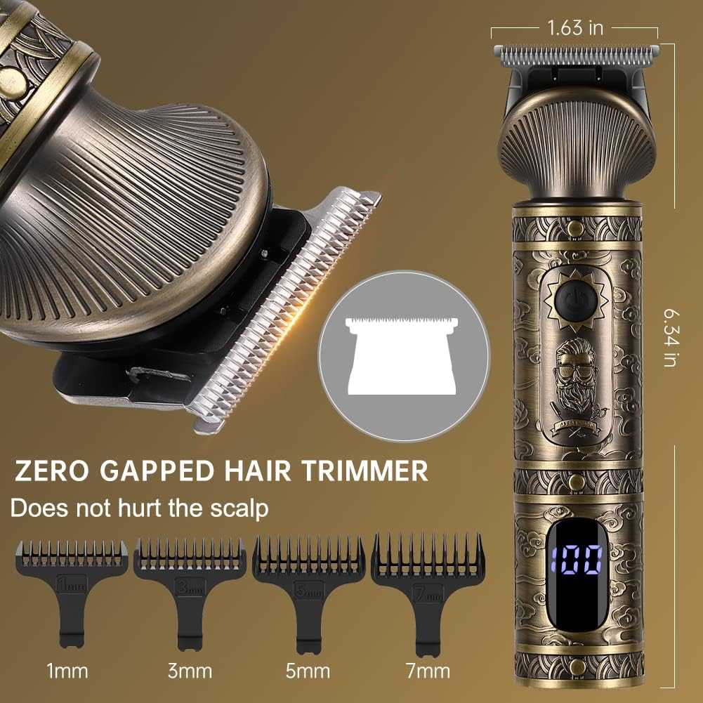 Beard Trimmer Kit Professional Hair Clipper Zero Gapped T-Blade Electric Shaver Razor Nose Body Trimmer for Men Cordless Grooming Kit 7 in 1
