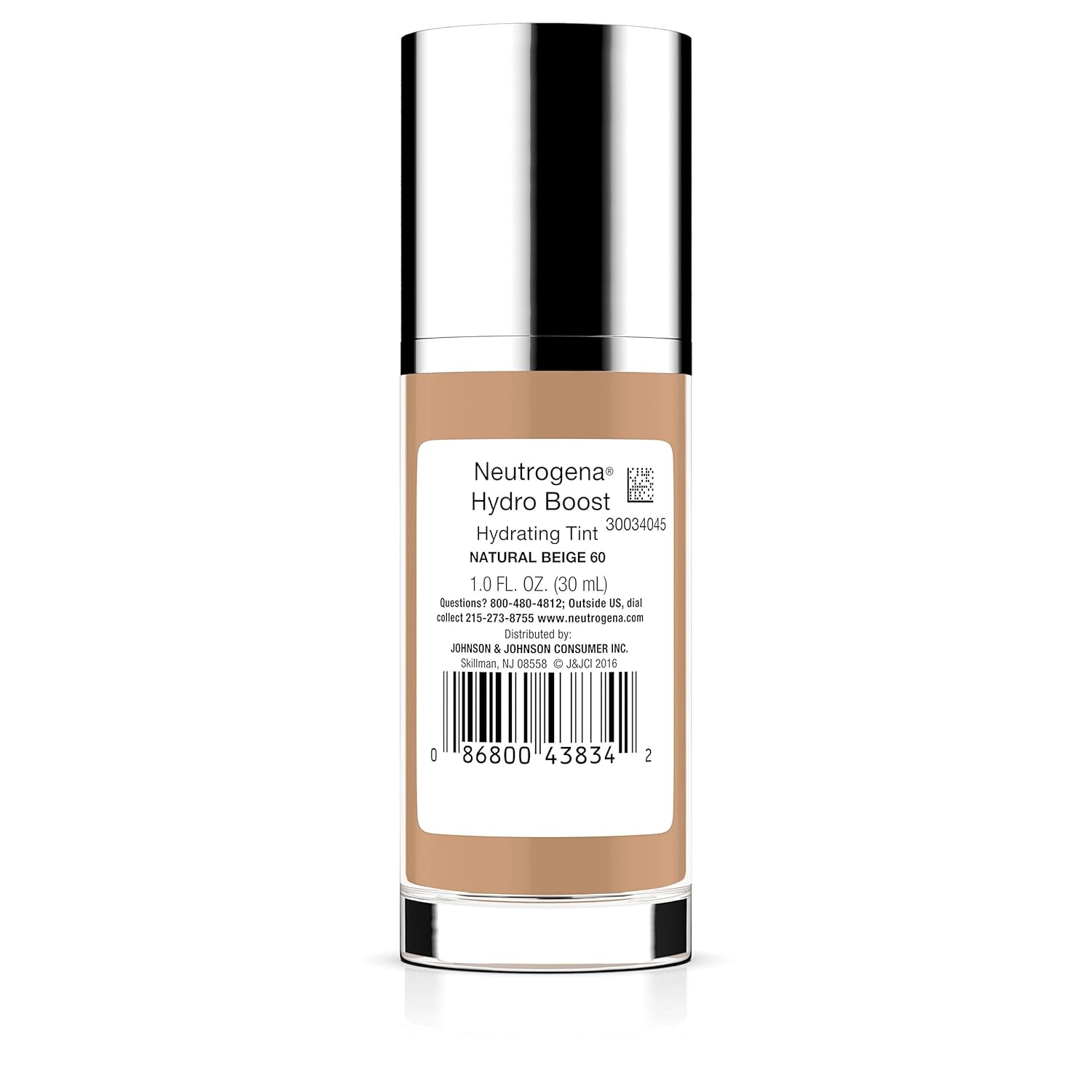 Neutrogena Hydro Boost Hydrating Tint with Hyaluronic Acid, Lightweight Water Gel Formula, Moisturizing, Oil-Free & Non-Comedogenic Liquid Foundation Makeup, 60 Natural Beige 1.0 fl. oz