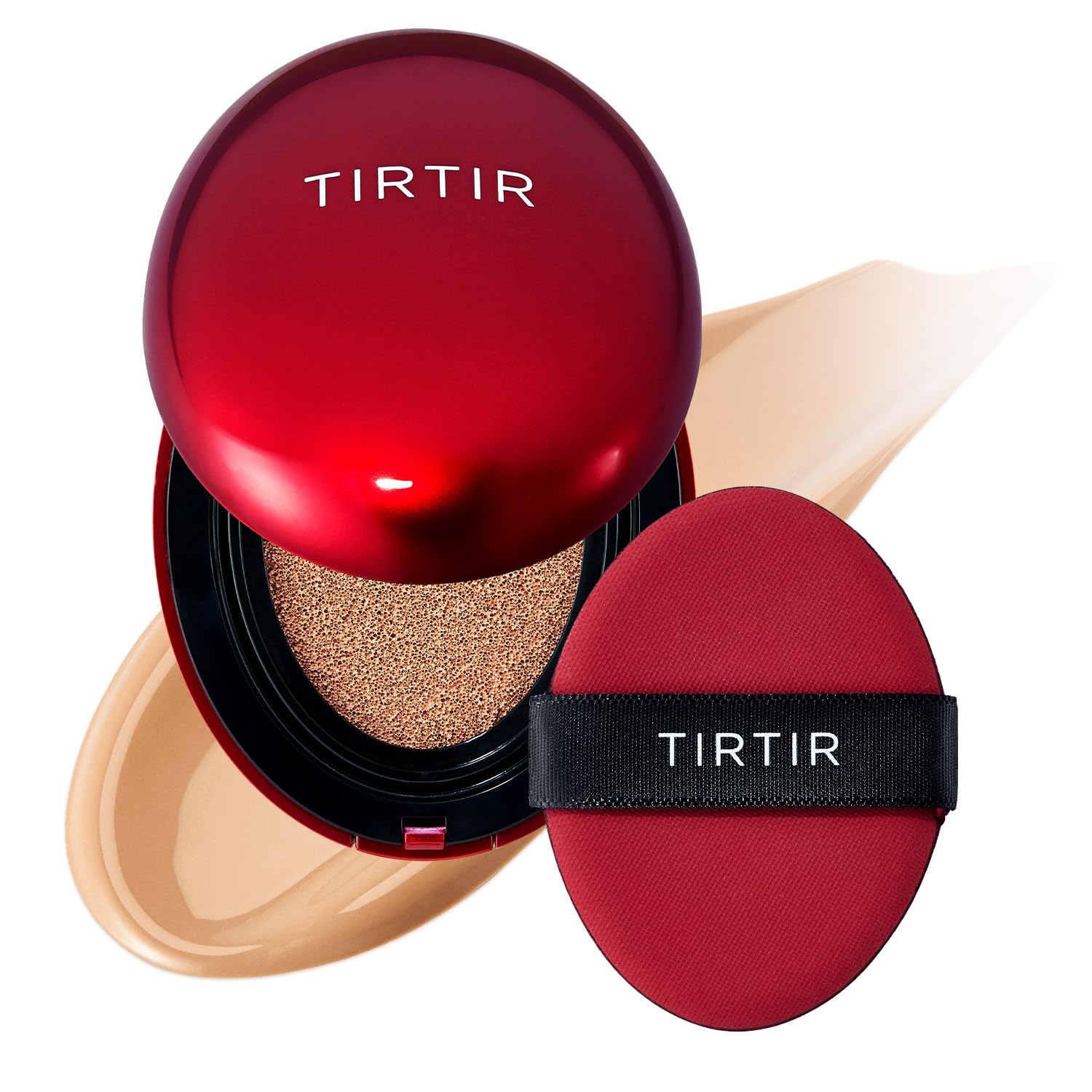 TIRTIR Mask Fit Red Cushion Foundation | Full coverage, Weightless, Skin fit, Satin Glow Finish, Korean Makeup Cushion Foundation (#23N Sand, 0.63 Fl Oz)