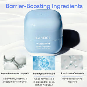 LANEIGE Water Bank Blue Hyaluronic Moisturizer: Barrier-Boosting Hydration, Squalane, Ceramide, Dermatologist-tested