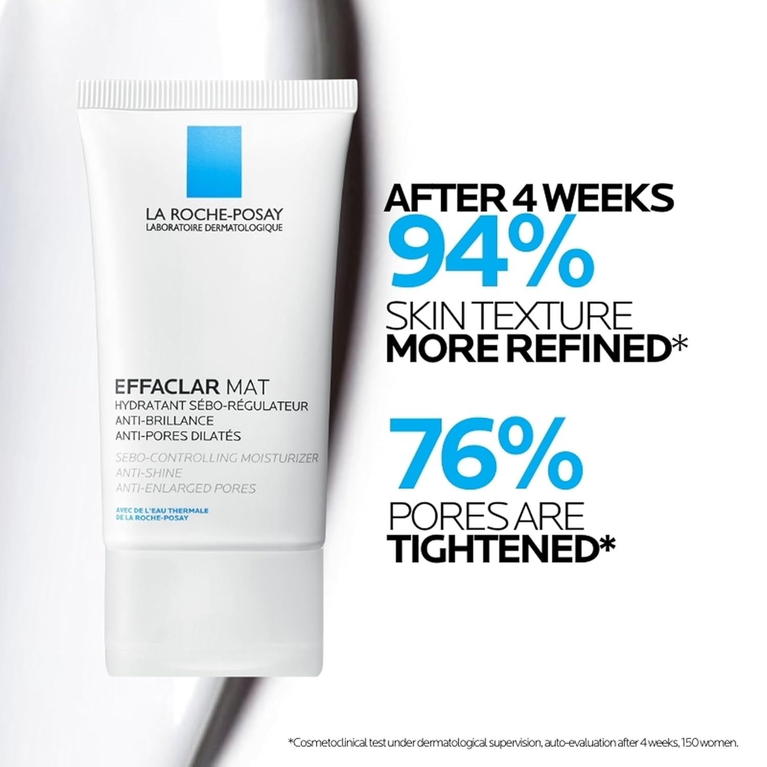 La Roche-Posay Effaclar Mat, Daily Moisturizer For Oily Skin, Visibly Reduces The Look Of Pores, Oil-Free Mattifying Moisturizer, Smooths Skin Texture, Non-Comedogenic & Dermatologist Tested