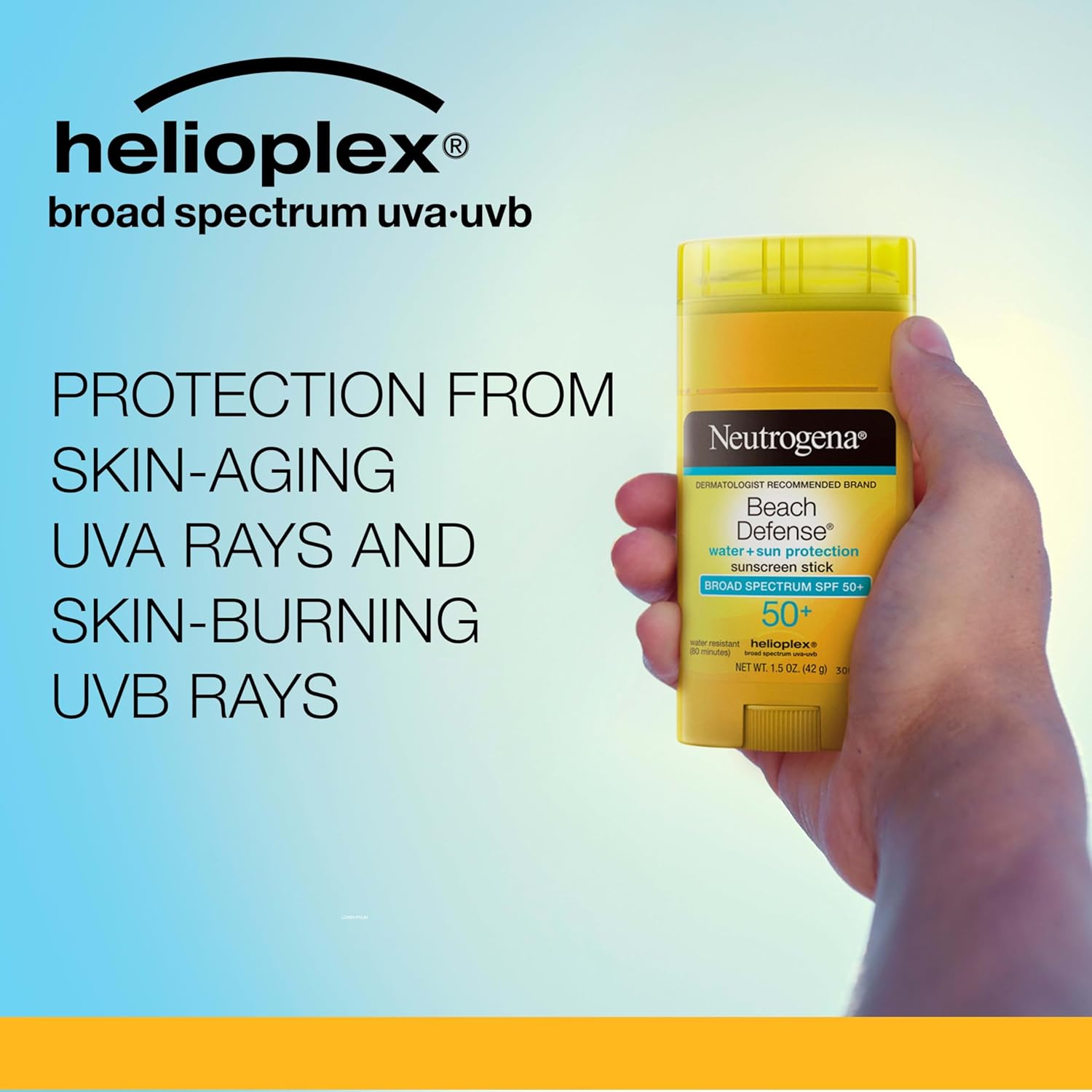 Neutrogena Beach Defense Sunscreen Stick SPF 50, 1.5 oz, Hands-Free Application, Oxybenzone Free Sunscreen for Face & Body, Water-Resistant Sun Protection, Travel Size