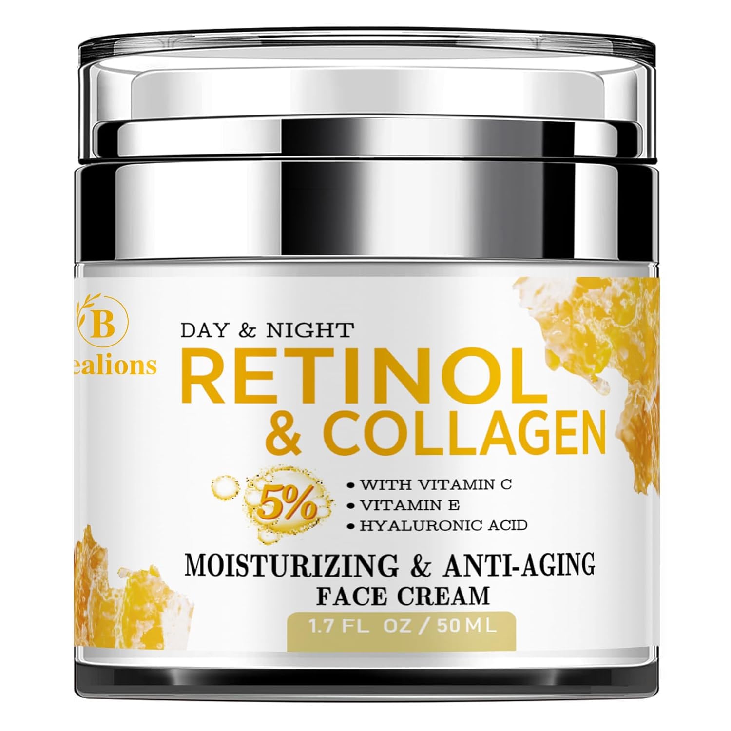 Retinol Night Cream for Face and Neck – Hydrating Moisturizer with Collagen & Hyaluronic Acid