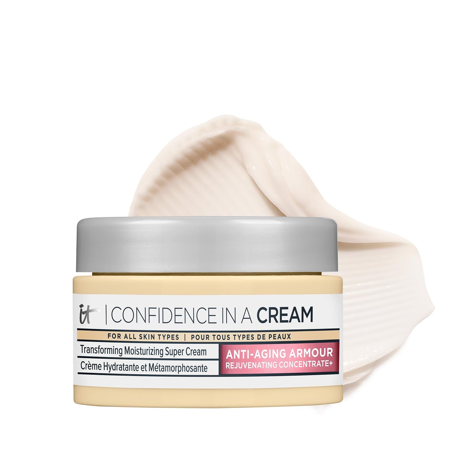 IT Cosmetics Confidence in a Cream - Hydrating & Anti Aging Face Moisturizer, Visibly Reduces Fine Lines & Wrinkles, Up To 48H Hydration, Repairs Skin Barrier, Squalane & Ceramides, For All Skin Types