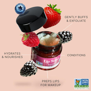 USDA Organic Lip Scrub Berry - USA Made with Natural Ingredients, Lips Exfoliator, Moisturizing Scrub for Dry Lips, Lip Sugar Scrubber Exfoliator for Smooth Lips, Small Beauty Gifts