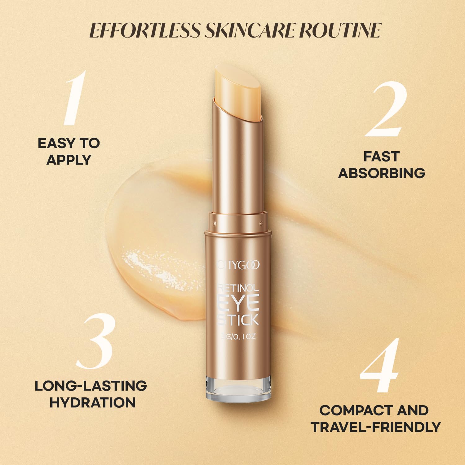 Retinol Eye Stick With Collagen, Hyaluronic Acid For Dark Circle, Wrinkles in 3-4 Weeks, Under Eye Cream Anti Aging, For Puffiness and Bags Reduces Fine Lines