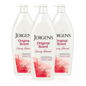 Jergens Original Scent Dry Skin Body Lotion, Hand and Body Moisturizer, Cherry Almond Essence, Dermatologist Tested, 32 Oz