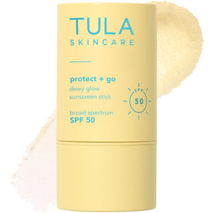 TULA Skin Care Protect + Glow Daily Sunscreen Stick Gel Broad Spectrum SPF 30 - Skincare-First, Non-Greasy, Non-Comedogenic & Reef-Safe with Pollution & Blue Light Protection, Supersize, 3.38 oz