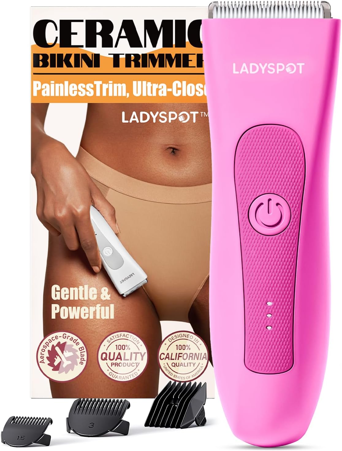 MANSPOT Manscape Groin & Body Hair Trimmer for Men, Electric Ball Pubic Trimmer Shaver,Manscape Kit with 4 Guard,Replaceable Ceramic Blade Heads,Waterproof Wet/Dry Shaver,90 Minutes Shaving