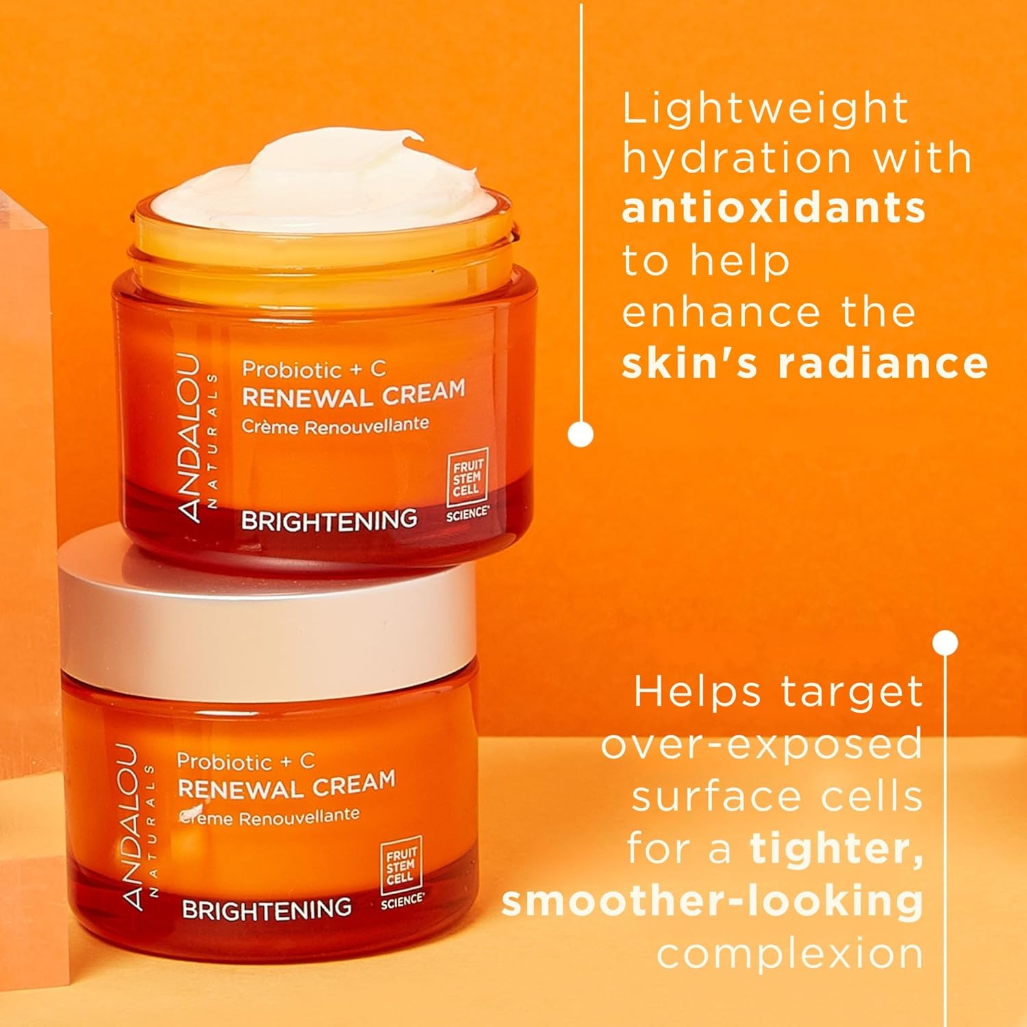 Andalou Naturals Probiotic + C Renewal Cream – Brightening Daily Face Moisturizer with Vitamin C
