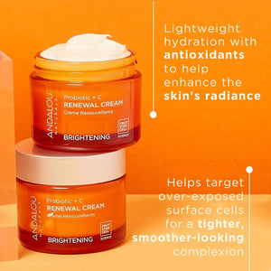 Andalou Naturals Probiotic + C Renewal Cream – Brightening Daily Face Moisturizer with Vitamin C
