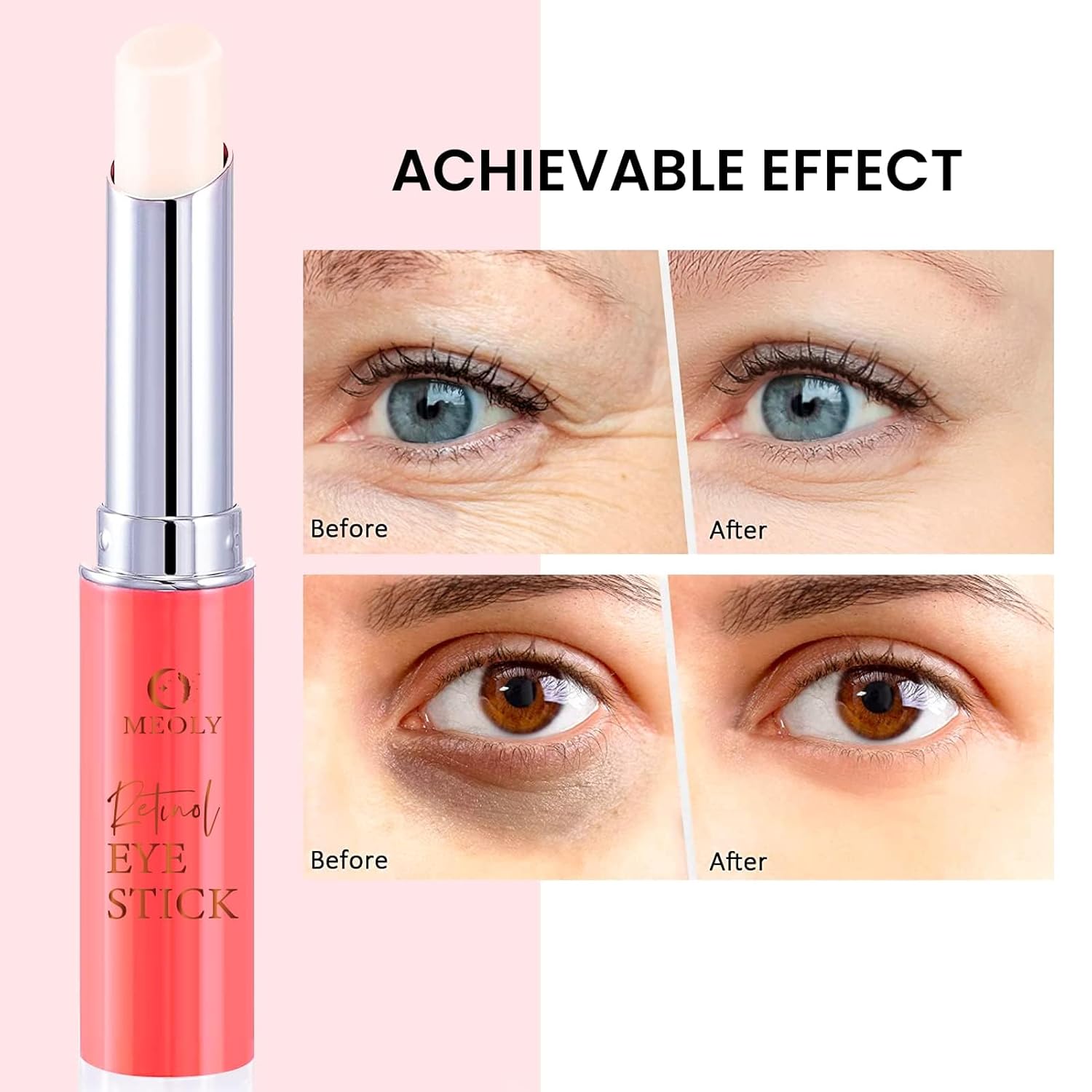 Retinol Under Eye Stick Balm: Cooling Eye Cream for Dark Circles Fine Lines Puffiness, Anti Wrinkle Hydrating Face Skincare in 3-4 Weeks