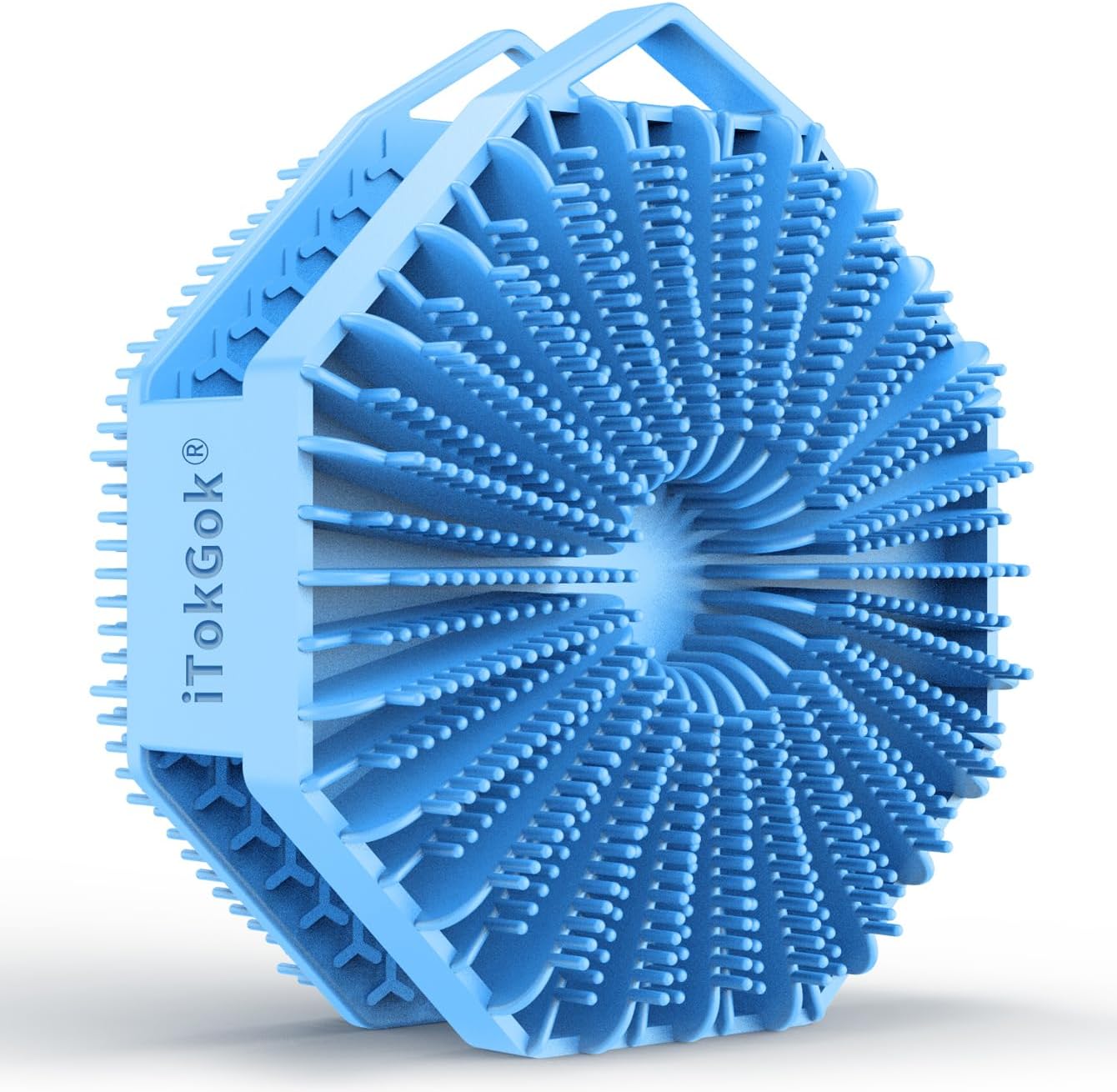 iTokGok® Premium 2-in-1 Silver-Infused Silicone Body Scrubber for Men, Double-Sided Design Body Brush Silicone Body Scrubber Exfoliating Body Brushes for All Skin, Lathers Well - Midnight Green