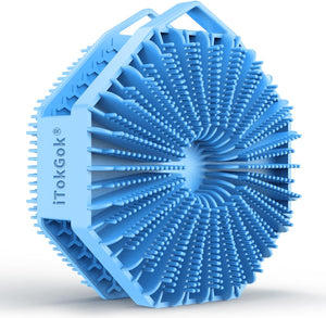 iTokGok® Premium 2-in-1 Silver-Infused Silicone Body Scrubber for Men, Double-Sided Design Body Brush Silicone Body Scrubber Exfoliating Body Brushes for All Skin, Lathers Well - Midnight Green