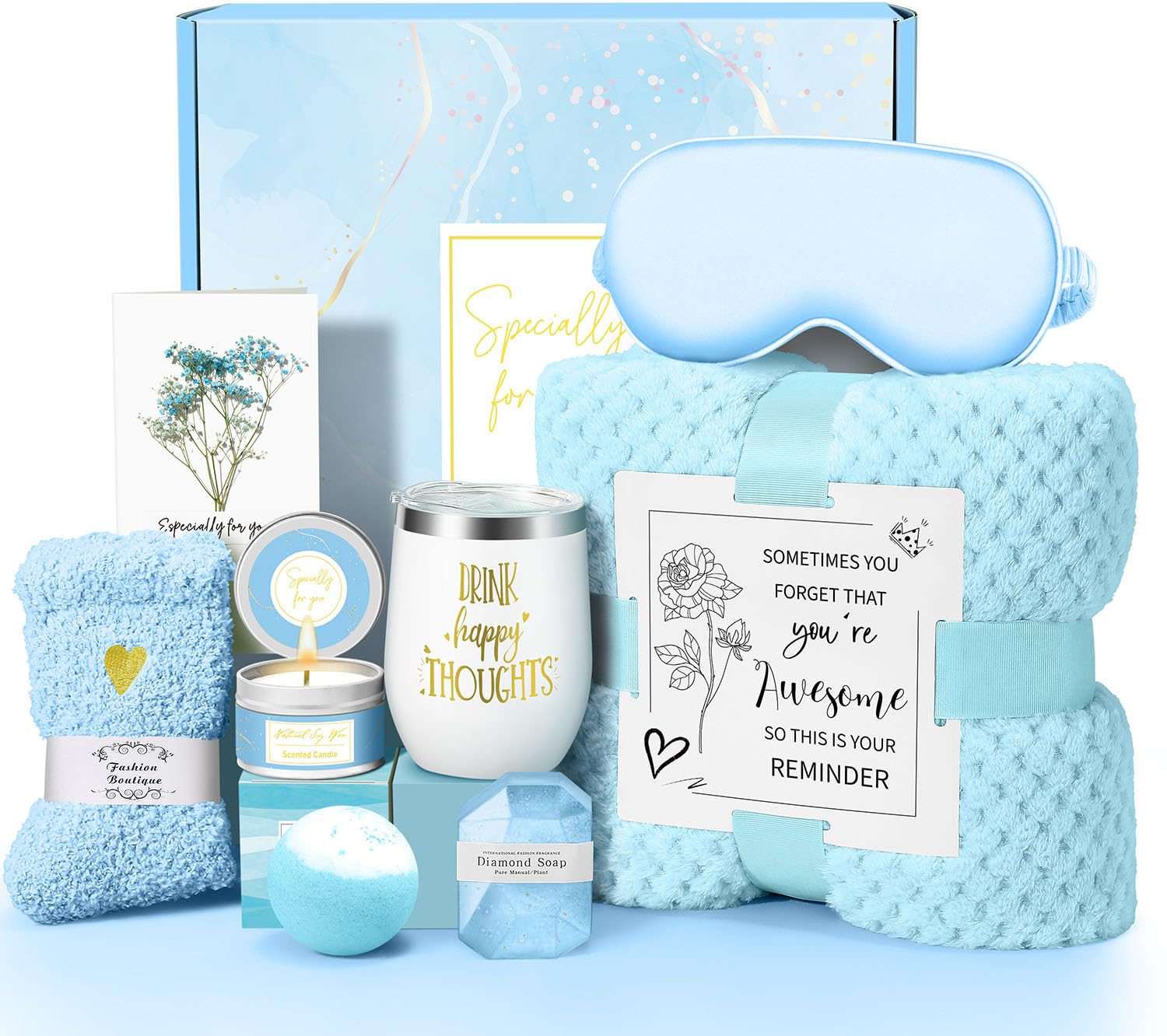 Happy Birthday Gifts for Women Mom Her Friend Sister Wife Grandma, Self Care Gifts Get Well Gifts Unique Relaxing Spa Gift Basket Set, Mothers Day Gifts for Mom Wife Grandma Daughter Friends Sister