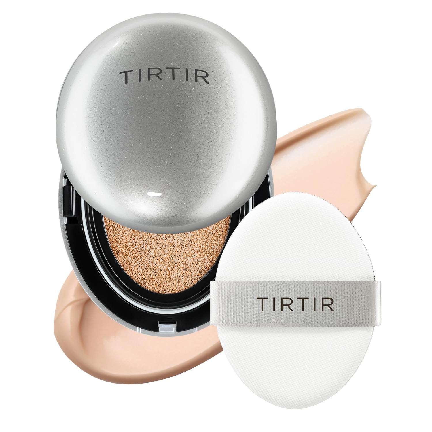 [*Mini Size*] TIRTIR Aura Glow Silver Cushion | Korean Cushion Foundation, (#21N Ivory, 0.15 Fl Oz)