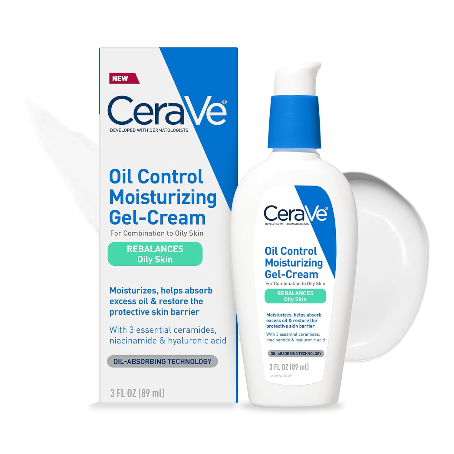 CeraVe Oil Control Moisturizing Gel-Cream, Face Moisturizer for Oily Skin, Niacinamide, Hyaluronic Acid & Oil Absorbing Technology To Rebalance Oily Skin, Non-Comedogenic, Fragrance Free & Oil-Free