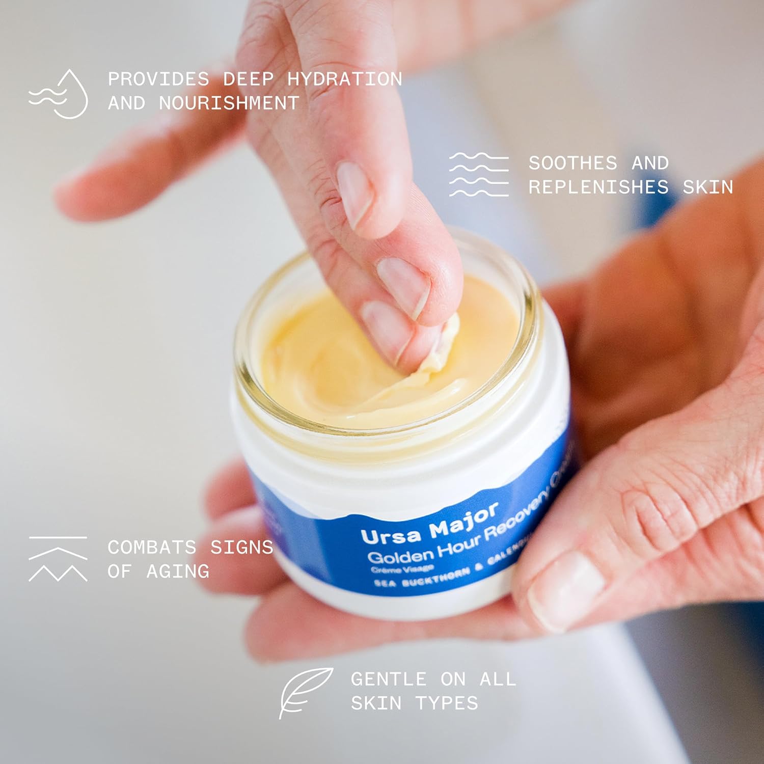 Ursa Major Golden Hour Face Moisturizer | Vegan Recovery Cream for Daily Facial Moisturizing | Repair & Hydrate | Natural Formula for All Skin Types | Cruelty Free & Non-Toxic 1.57 oz