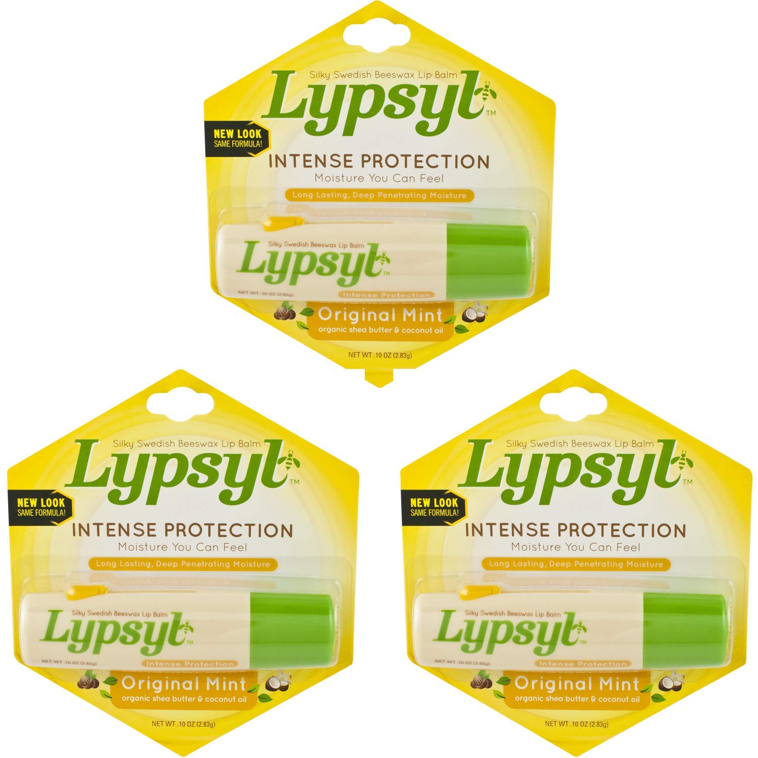 Lypsyl Intense Protection Original Mint, Lip Balm 0.10 oz (Pack of 3)