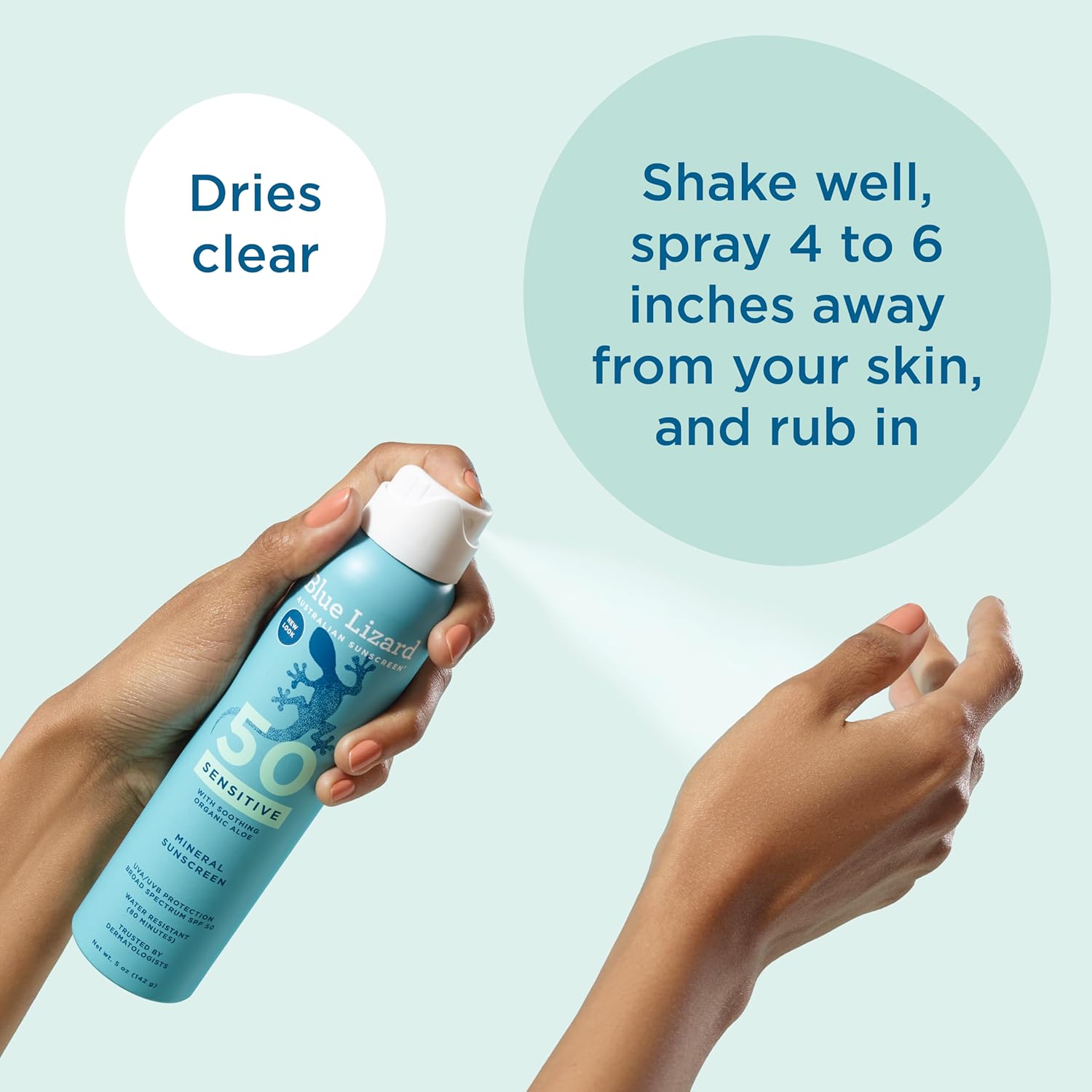 BLUE LIZARD Mineral Sunscreen Sensitive SPF 50+ Spray, 5 Ounce