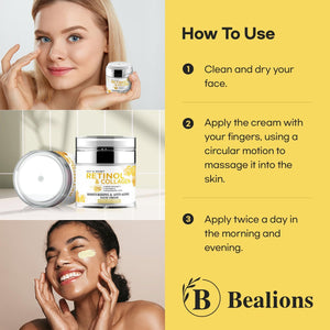 Retinol Night Cream for Face and Neck – Hydrating Moisturizer with Collagen & Hyaluronic Acid