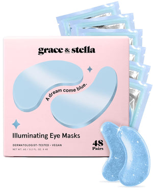 grace & stella Under Eye Mask - Gifts for Women - Reduce Dark Circles, Puffy Eyes, Undereye Bags, Wrinkles - Overnight Gel Under Eye Patches - Bridesmaid Gifts - Vegan Self Care (24 Pairs, Gold)