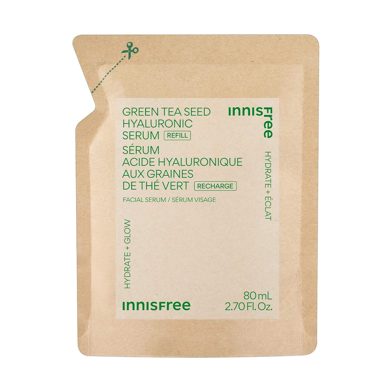 innisfree Green Tea Seed Hyaluronic Serum with Panthenol and Niacinamide, Korean Face Serum for Hydration and Glow
