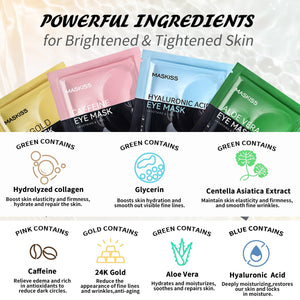 Under Eye Patches(50 Pairs), 24K Gold, Caffeine, Hyaluronic Acid, Aloe Vera Eye Masks for Dark Circles Puffy Eyes Undereye Bags, Eye Skin Care Gift Set for Bachelorette Party Favors