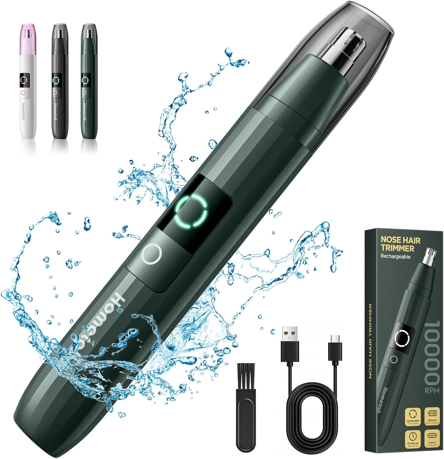 Rechargeable Nose Hair Trimmer for Men Women, Professional Painless Ear Eyebrow & Facial Hair Trimmer - 10,000 RPM Powerful Motor with Dual-Edge Blades, Wet/Dry, Easy to Clean