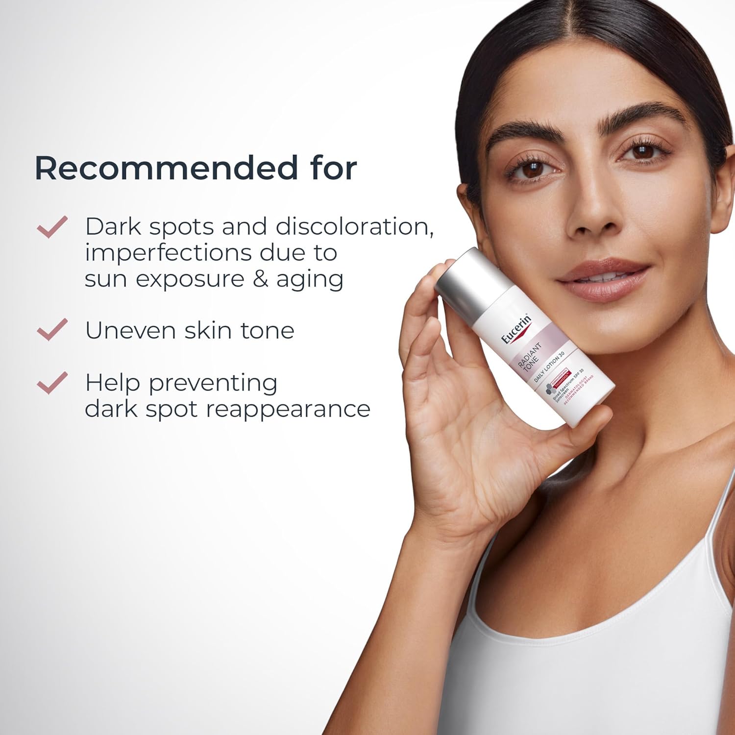 Eucerin Radiant Tone Daily Face Lotion Broad Spectrum SPF 30 Sunscreen, Dark Spot Corrector with Thiamidol, Helps Visibly Reduce the Look of Persistent Dark Spots, 1.7 Fl Oz Bottle