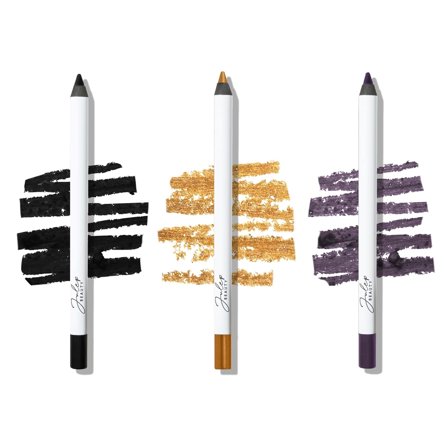 Julep Eyeshadow 101 Crème-to-Powder Eyeshadow Stick Duo + When Pencil Met Gel Sharpenable Multi-Use Longwear Eyeliner Pencil, 3pc Set - Bronze Shimmer, Soft Black & Marmalade Shimmer