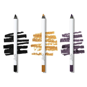 Julep Eyeshadow 101 Crème-to-Powder Eyeshadow Stick Duo + When Pencil Met Gel Sharpenable Multi-Use Longwear Eyeliner Pencil, 3pc Set - Bronze Shimmer, Soft Black & Marmalade Shimmer