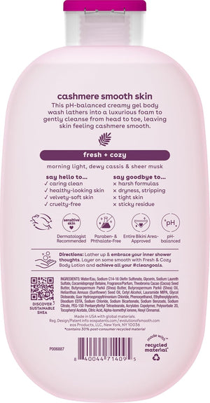 eos Shea Better Cashmere Body Wash, Fresh & Cozy, Moisturizing, pH Balanced Body Wash, Creamy Gel Formula, Paraben & Phthalate Free, Sensitive Skin, 16 fl oz
