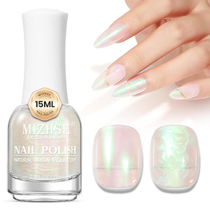 MIZHSE Nail Polish: 15Ml Mermaid Pearl Nail Polish Pink Aurora Effect Nail Polish, Fingernail and Toenail Polish Glossy Long Lasting Nail Polish Trendy DIY at Home Nail Gift Spree