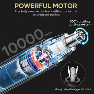 Rechargeable Nose Hair Trimmer for Men Women, Professional Painless Ear Eyebrow & Facial Hair Trimmer - 10,000 RPM Powerful Motor with Dual-Edge Blades, Wet/Dry, Easy to Clean