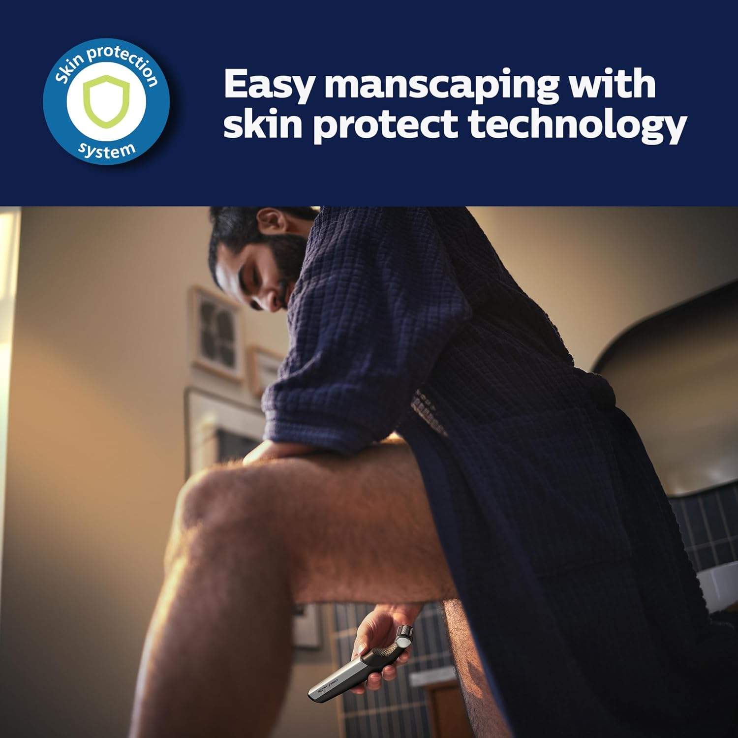 Philips Bodygroom Series 5000, Showerproof Groin and Body Trimmer, Close and Comfortable Shave, Complete Body Grooming Including Back, 60 Min. Runtime, Model BG5025/40