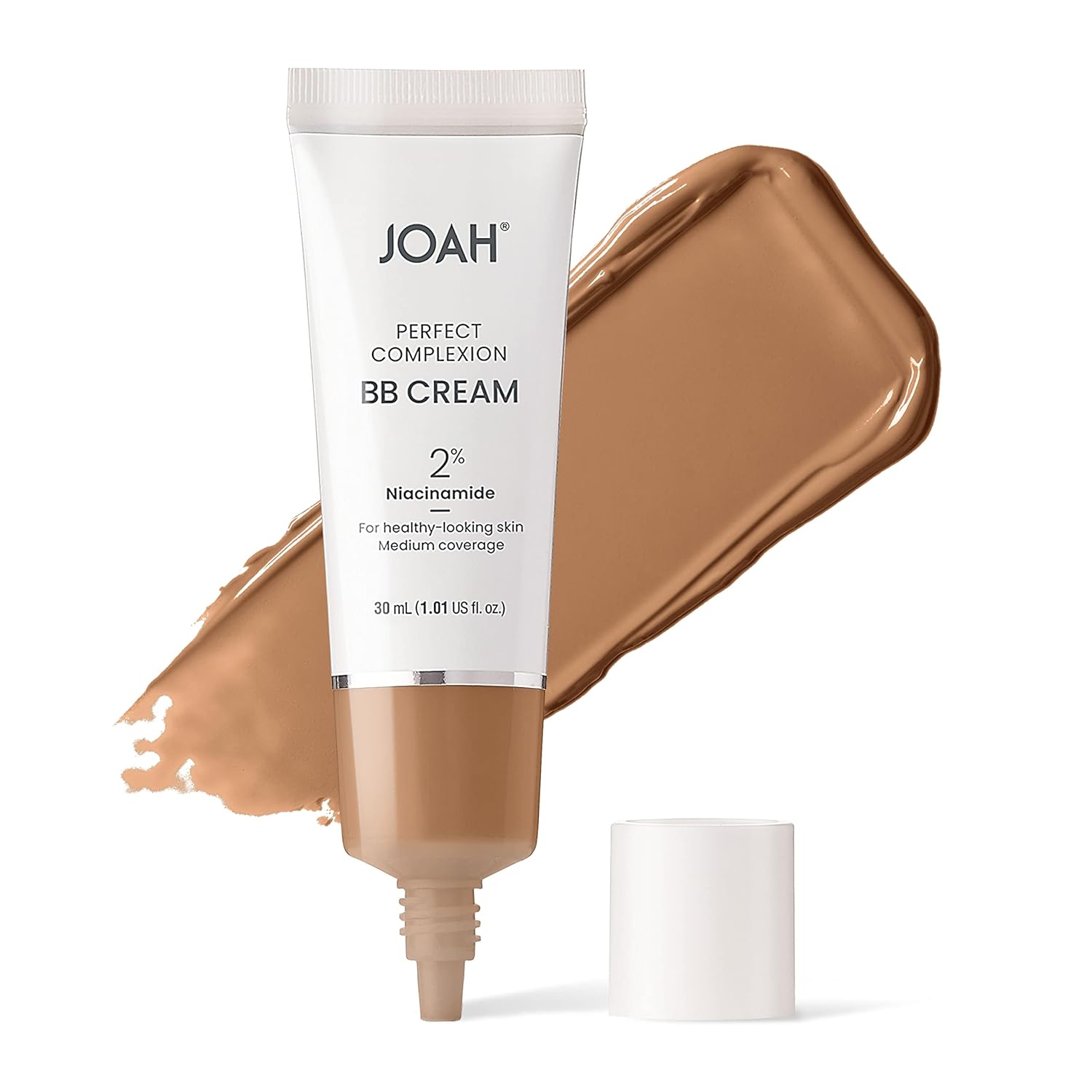 JOAH Beauty Perfecting BB Cream with Hyaluronic Acid and Niaciminade, Korean Makeup with Medium Buildable Coverage, Evens Skin Tone, Lightweight, Semi Matte Finish, Fair with Warm Undertones