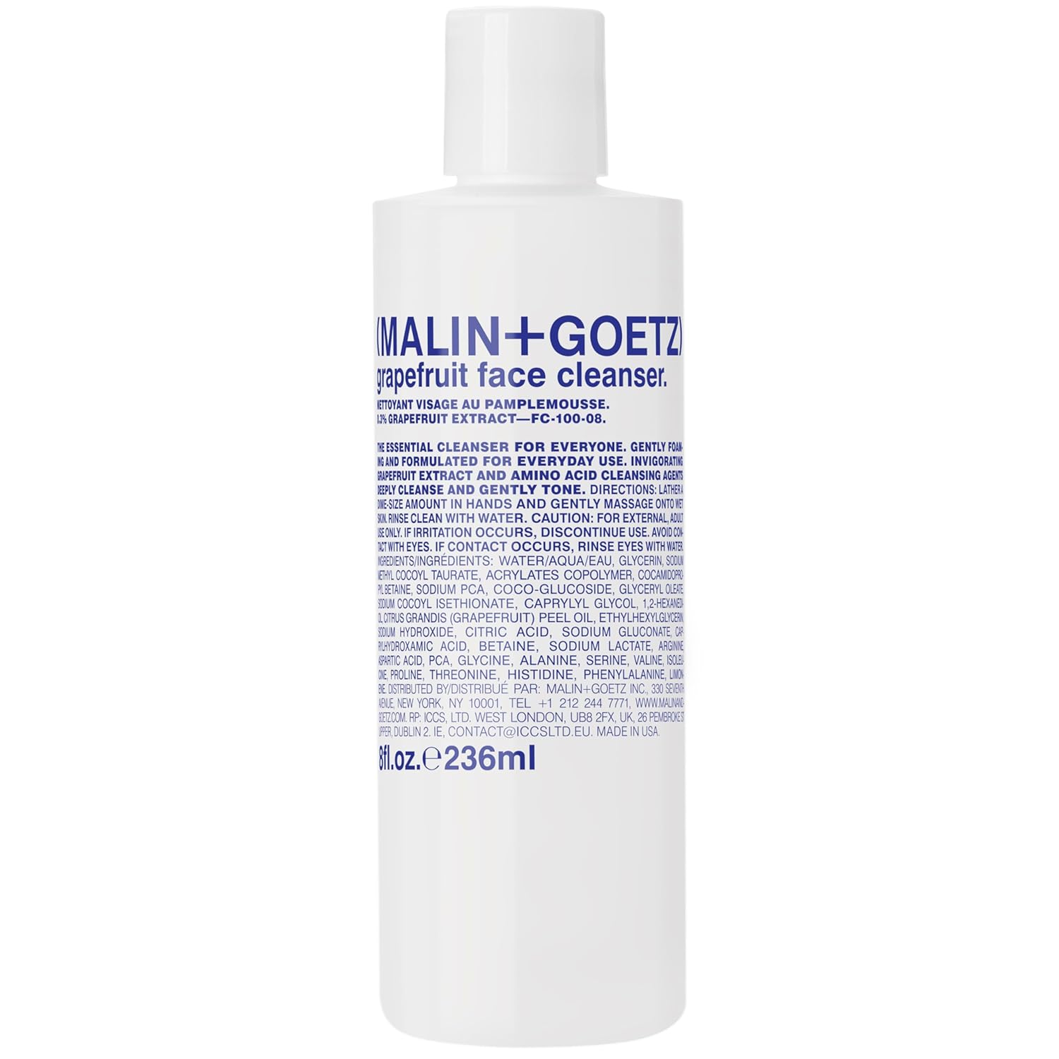 Malin + Goetz Grapefruit Face Cleanser, 8 Fl. Oz. - Men & Women Facial Cleanser for All Skin Types, Face Wash & Toner, Cleansing Facial Wash, Vegan & Cruelty Free