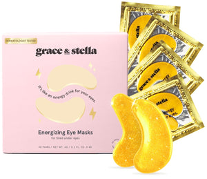 grace & stella Award Winning Under Eye Mask - Travel Essentials - Birthday Gifts for Women - Gel Eye Patches for Dark Circles, Puffy Eyes, Wrinkles, Undereye Bags - Vegan - Self Care (24 Pairs, Gold)