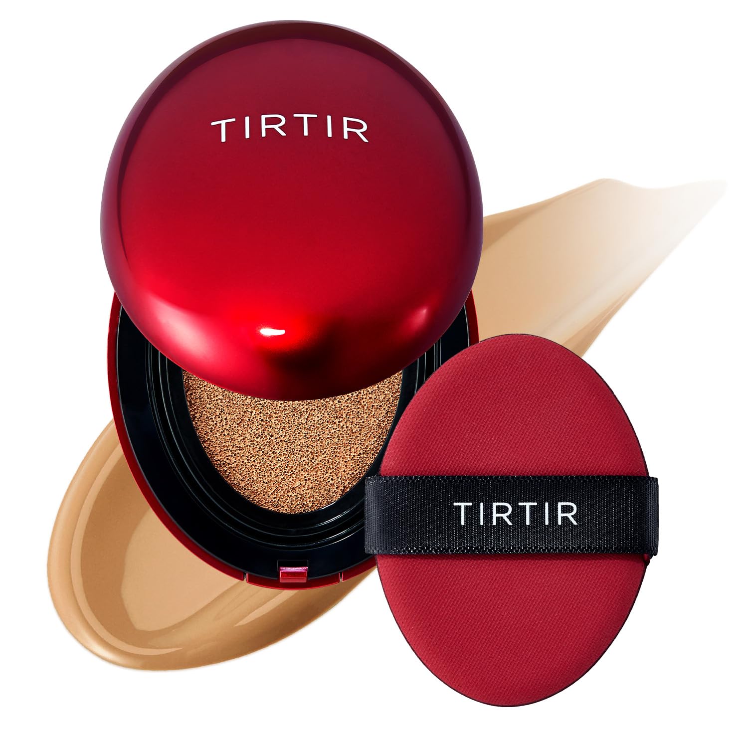 TIRTIR Mask Fit Red Cushion Foundation | Full coverage, Weightless, Skin fit, Satin Glow Finish, Korean Makeup Cushion Foundation (#23N Sand, 0.63 Fl Oz)