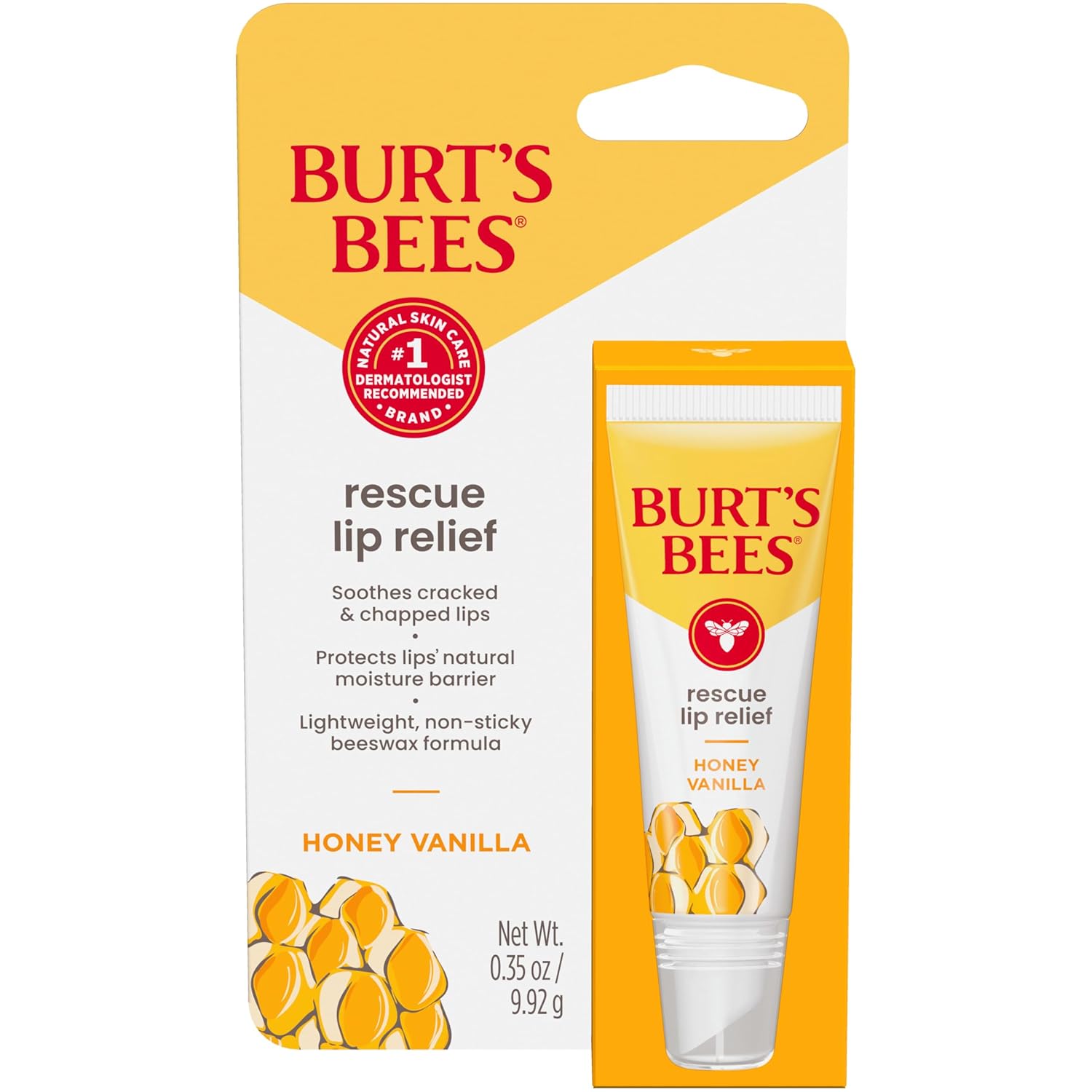Burts Bees Rescue Lip Relief with Shea Butter and Echinacea, 100% Natural Origin, 0.35 Ounces
