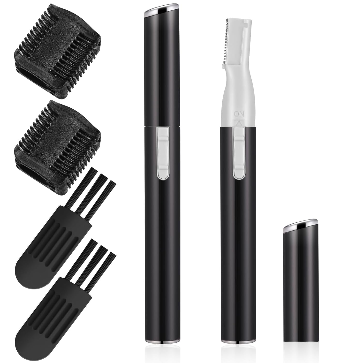 Chumia 2 Pcs Electric Eyebrow Trimmer Women Precision Face Razors Mini Shaver with Comb Christmas Women Gift Battery Operated Personal Epilator for Face Neck Fuzz Lips Leg(Pink, Silver)