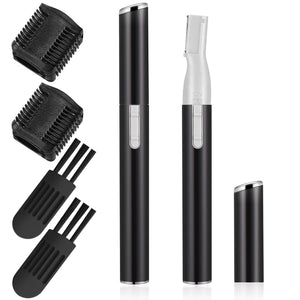 Chumia 2 Pcs Electric Eyebrow Trimmer Women Precision Face Razors Mini Shaver with Comb Christmas Women Gift Battery Operated Personal Epilator for Face Neck Fuzz Lips Leg(Pink, Silver)
