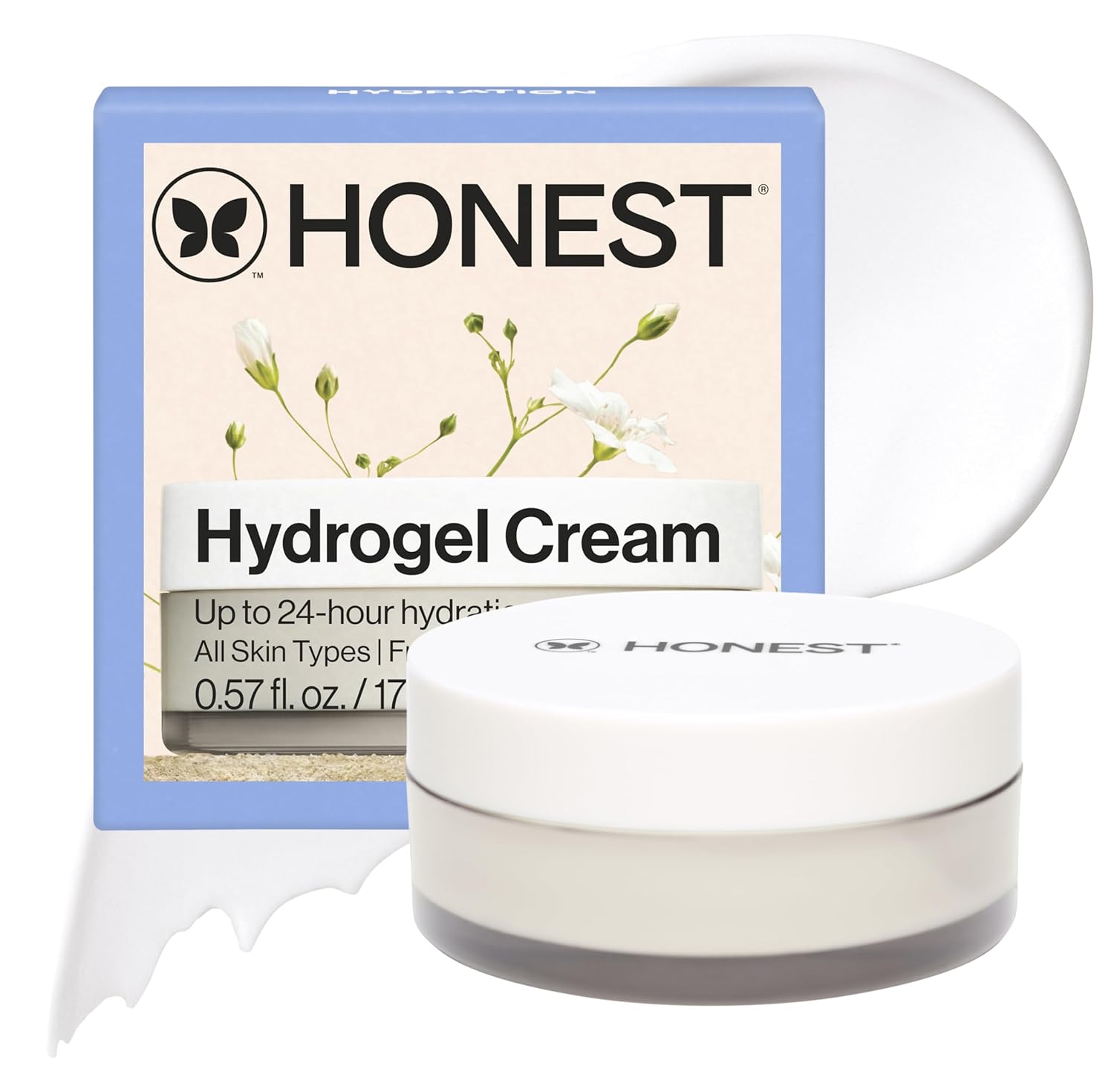 Honest Beauty Hydrogel Cream with Hyaluronic Acid, Jojoba, + Squalane | Oil Free, Lightweight, Moisturizing | EWG Verified, Vegan + Cruelty Free | 1.7 fl oz