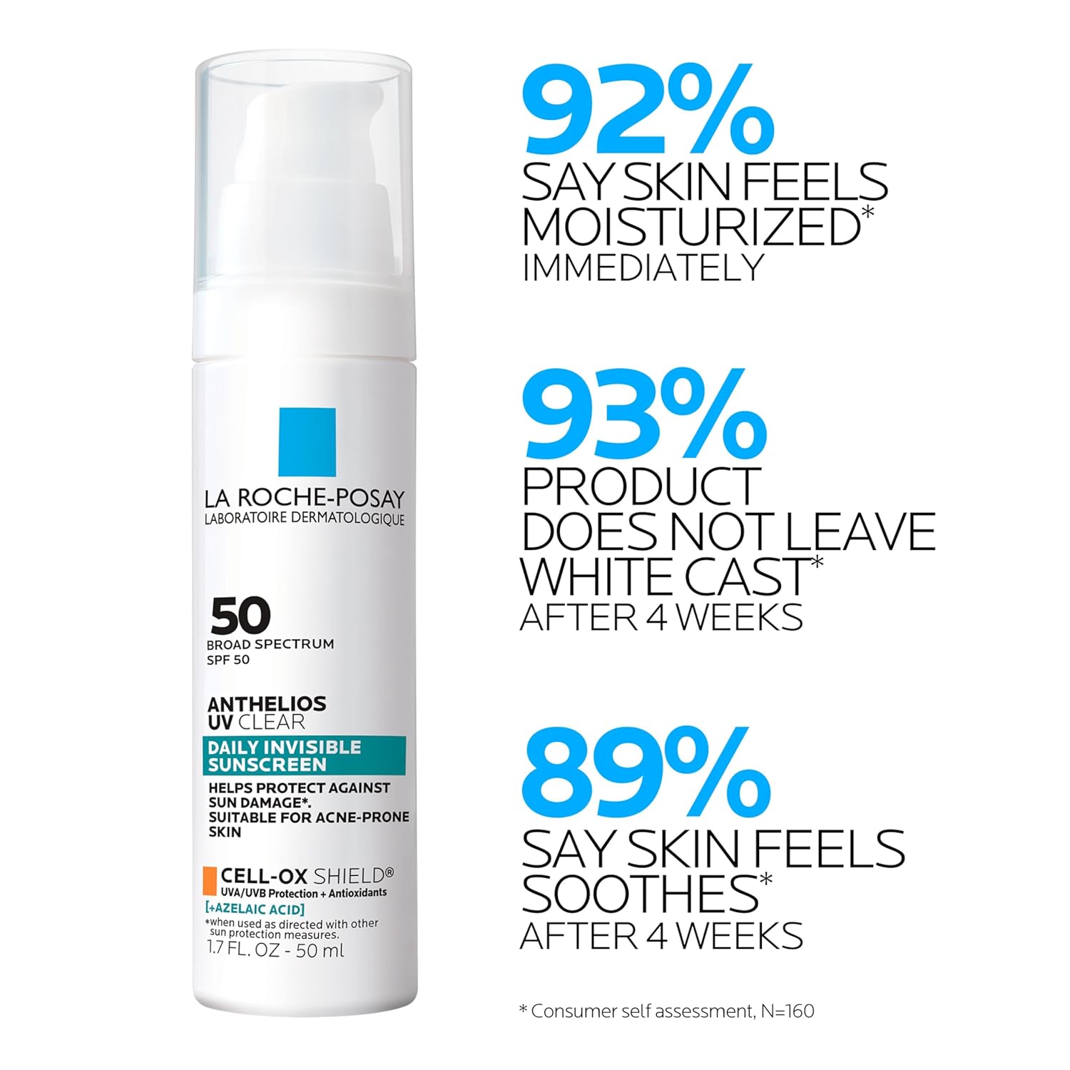 La Roche Posay Anthelios UV Sunscreen SPF 50, Daily Sunscreen for Face in 3 Formulas, UV Tone with Niacinamide, UV Hydra with Hyaluronic Acid, UV Clear with Azelaic Acid, Broad Spectrum Invisible SPF