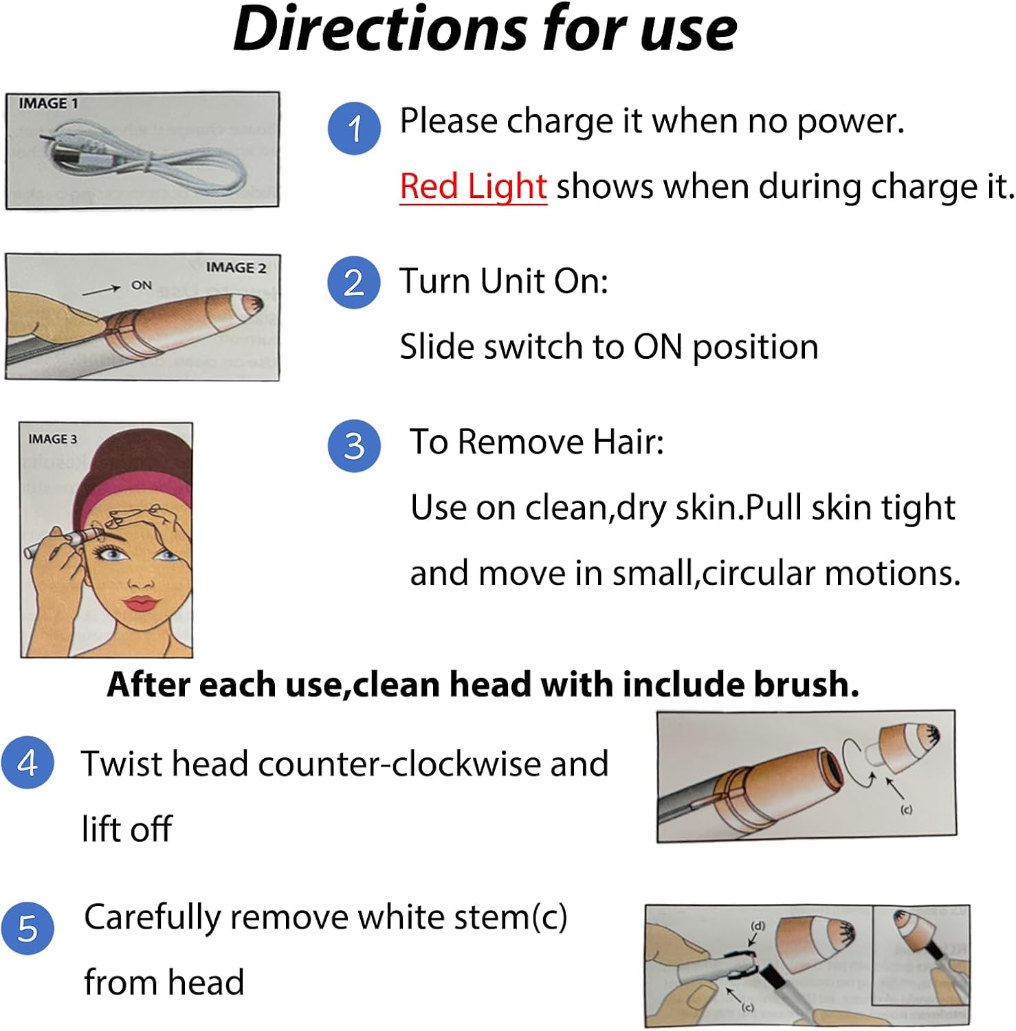 USB Rechargeable Portable Electric Eyebrow Trimmer Pen for Women, Painless Precision Eyebrow Shaver Razor Tool for Face, Fingers, Legs, Mouth (White)