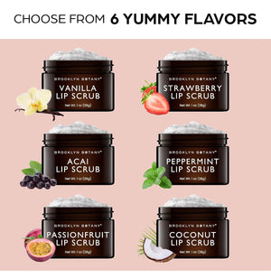 Brooklyn Botany Lip Scrub Exfoliator 1 oz – Lip Moisturizer for Dry Lips and Chapped Lips – Gentle Lip Exfoliator for Smooth and Brighter Lips – Peppermint Flavor